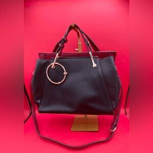Nikky USA Black & Red Colorblock Satchel w/ Circle Charm – Gently Used